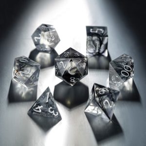 Black Feather Resin Moon DnD D&D Dice Set