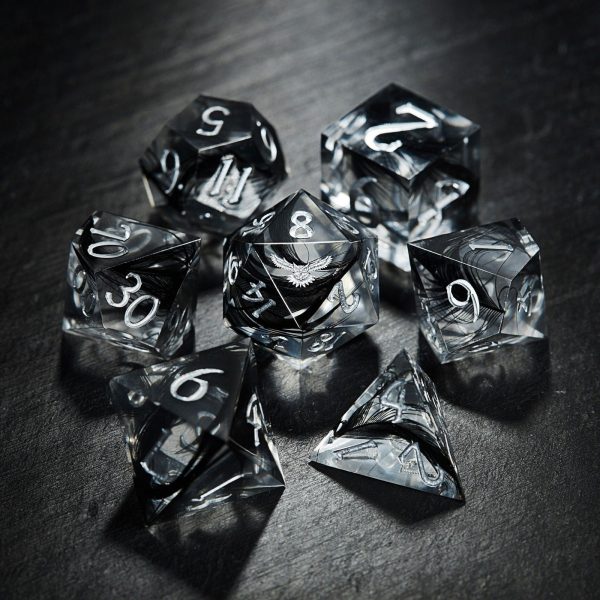 Black Feather Resin Owl DnD D&D Dice Set