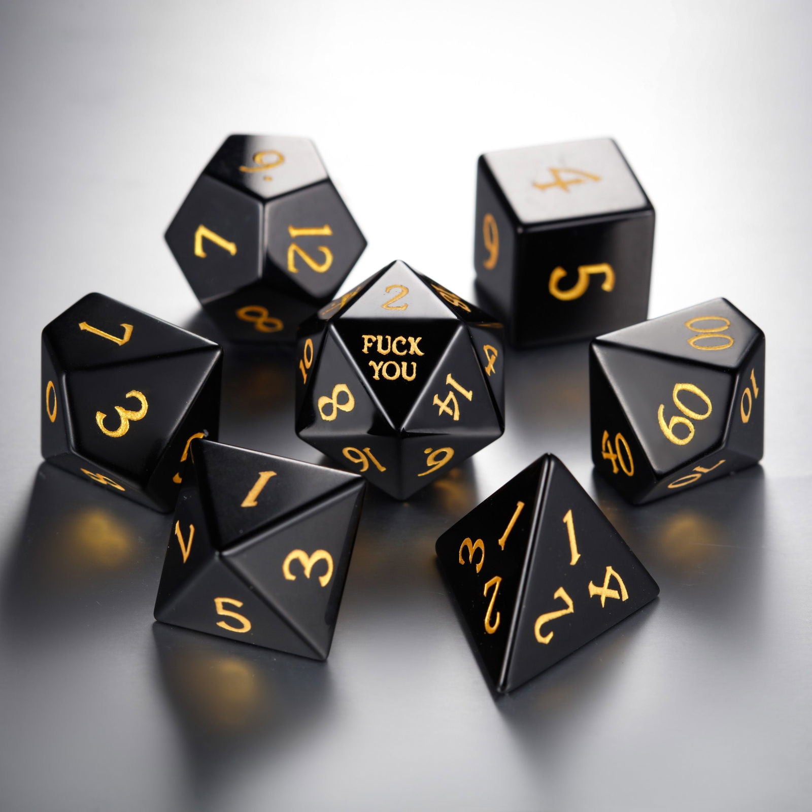 Black Obsidian Gemstone F Word DnD D&D Set