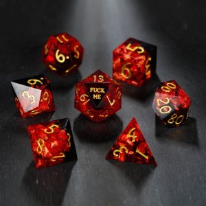 Black Red Resin F Word DnD D&D Dice Set