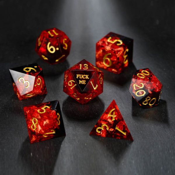 Black Red Resin F Word DnD D&D Dice Set