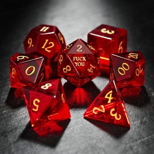 Blood Red Glass F Word DnD D&D Dice Set