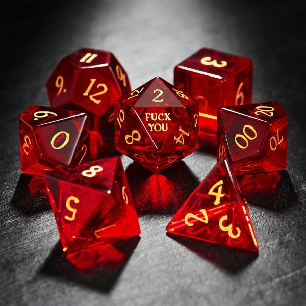 Blood Red Glass F Word DnD D&D Dice Set