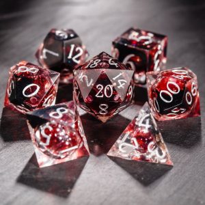Blood Red Liquid Core Resin DnD D&D Dice D6