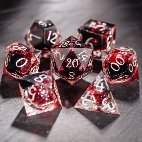 Blood Red Liquid Core Resin DnD D&D Dice D6