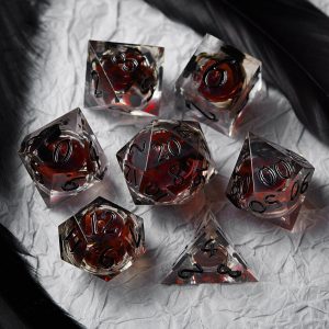 Blood Red Liquid Core Resin DnD D&D Dice Set