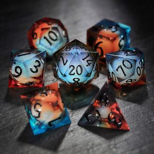 Blue Galaxy Liquid Core Resin DnD D&D Dice Set