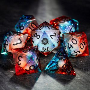 Blue Galaxy Liquid Core Resin Supernatural Anti-possession DnD D&D Dice Set