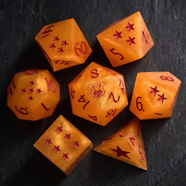 Design Inspired By Dragon Ball Orange Resin DnD D&D Dice Set