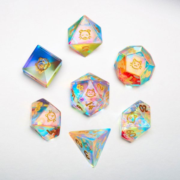 Fantastic Glass Cat Butt DnD D&D Dice Set