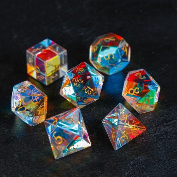 Fantastic Glass F Word DnD D&D Dice Set