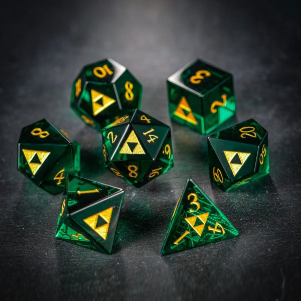 Green Glass Zelda DnD D&D Dice Set