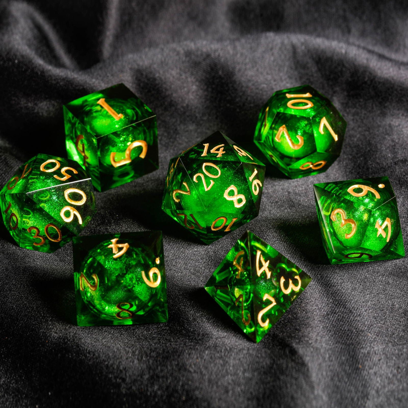 Green Liquid Core Resin DnD D&D Dice Set