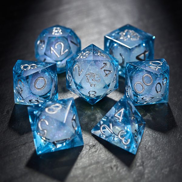 Ice Blue Liquid Core Resin Pokemon Alolan Vulpix DnD D&D Dice Set