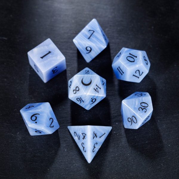 Lace Agate Gemstone Moon DnD D&D Dice Set