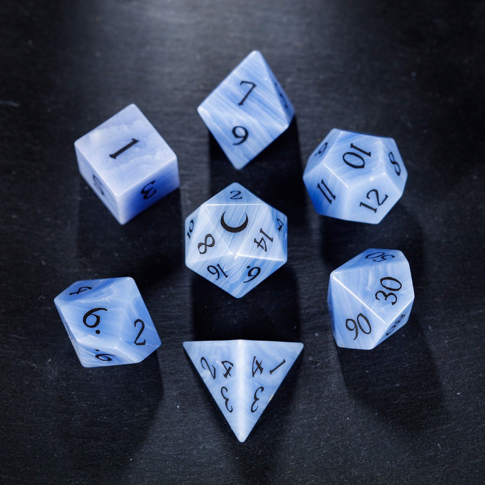 Lace Agate Gemstone Moon DnD D&D Dice Set