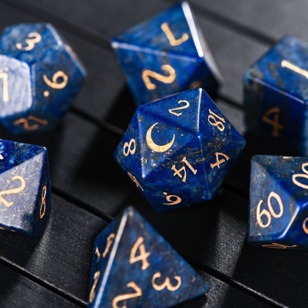 Lapis Lazuli Gemstone Moon DnD D&D Dice Set