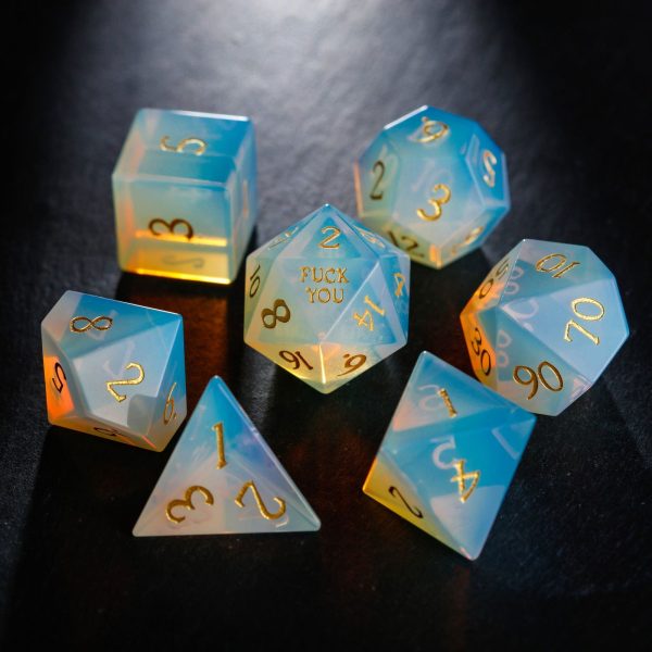 Opalite Gemstone F Word DnD D&D Dice Set
