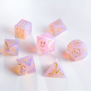 Pink Opalite Gemstone Bunny F*ck DnD D&D Dice Set