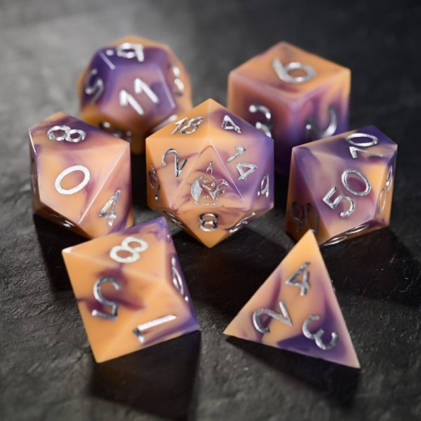 Purple Yellow Resin Pokemon Mimikyu DnD D&D Dice Set