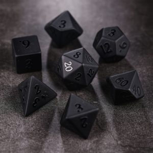 Raised Black Obsidian Gemstone DnD D&D Dice Set