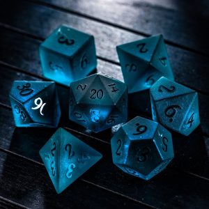 Raised Dark Blue Glass DnD D&D Dice Set