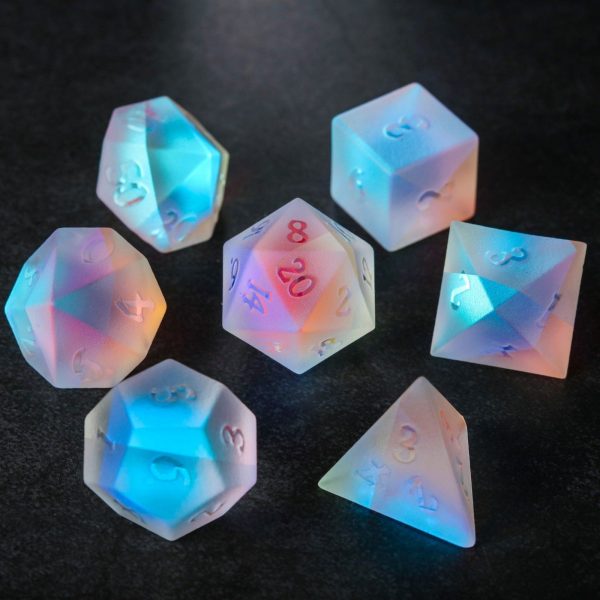 Raised Fantastic Glass DnD D&D Dice Set