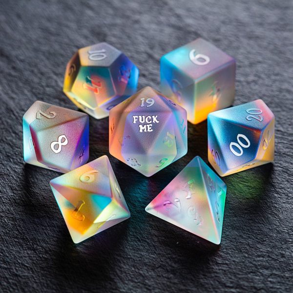 Raised Fantastic Glass F Word DnD D&D Dice Set