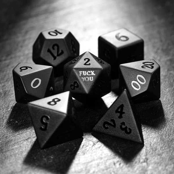 Raised Obsidian Gemstone F Word DnD D&D Dice Set