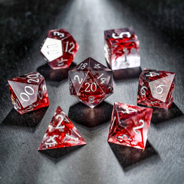 Red Coral Resin DnD D&D Dice Set