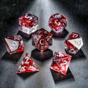 Red Coral Resin Moon DnD D&D Dice Set