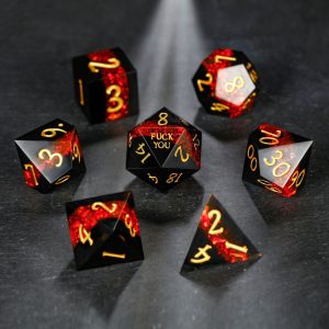 Red Tinsel Resin F Word DnD D&D Dice Set